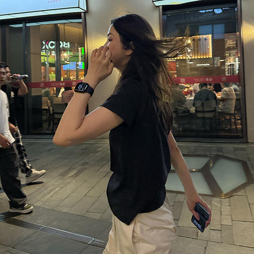 ROMI STUDIO “法式优雅” 莱赛尔棉混纺花纱感针织短袖T恤422T0006 商品图0