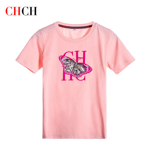 CHCH祈祈2023春夏新品蝴蝶印花儿童T恤CN1G4B006 商品图0