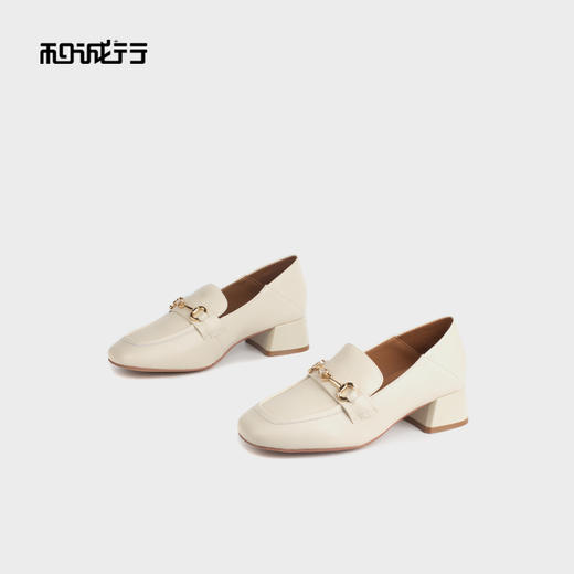 和诚行 2024秋冬新款时尚简约乐福鞋女鞋舒适真皮中跟单鞋2020010 商品图2
