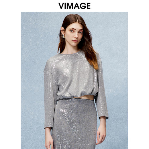 VIMAGE纬漫纪时尚宽松短款显瘦上衣秋季新款V2213819 商品图3