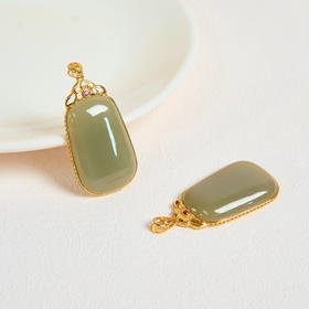 S925和田玉无事牌吊坠约34*24mm