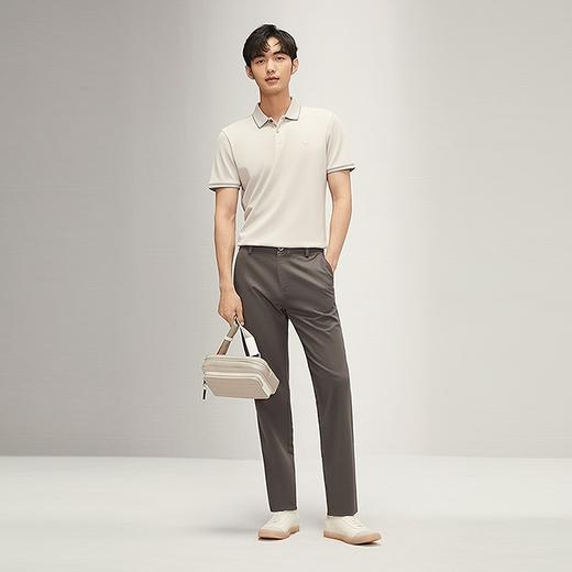 【天蚕系列】柒牌短袖POLO衫男2025夏季薄款时尚字母提花翻领上衣	128T70010 商品图3