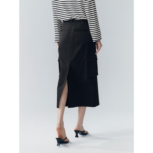 棉仓352617004-工装风直筒多口袋半身裙 商品图3