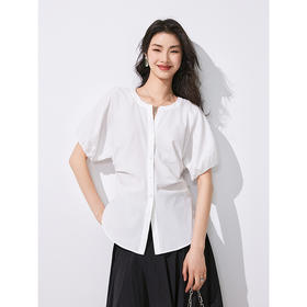 棉仓353604019-收腰泡泡袖衬衫