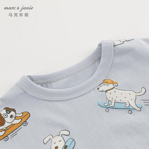 马克珍妮男童萌趣动物满印长袖T恤宝宝上衣纯棉儿童秋装240999 商品图4