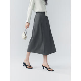 初棉353617005-天丝羊毛百褶显瘦长裙