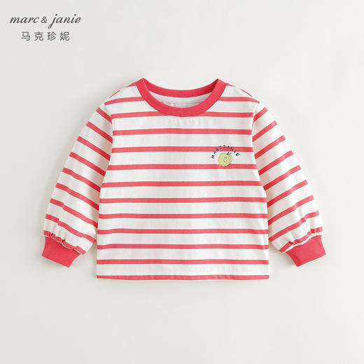 马克珍妮女童趣味印花条纹长袖T恤儿童上衣宝宝秋装新款240969 商品图2