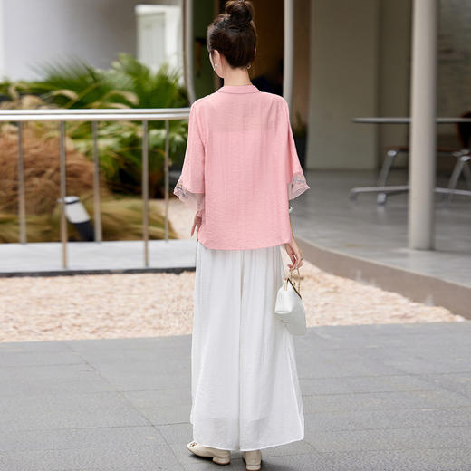 中国风时尚天丝麻套装，宽松阔腿裤新中式两件套HR-MY8867 商品图1