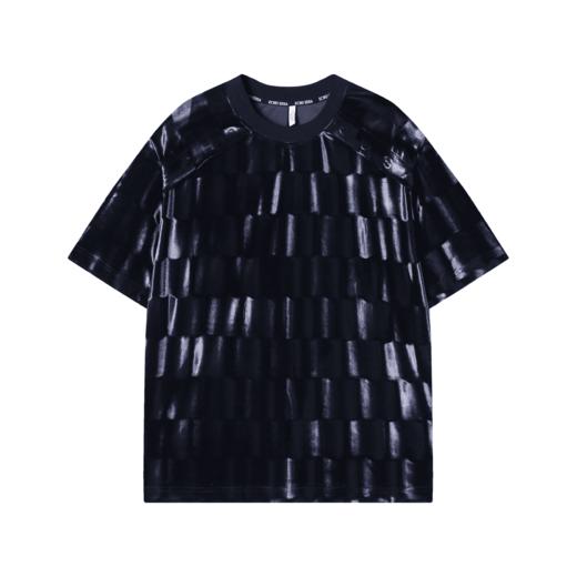 夏季新款时尚亮面叠层设计男士短袖百搭潮流休闲上衣宽松T恤 商品图0