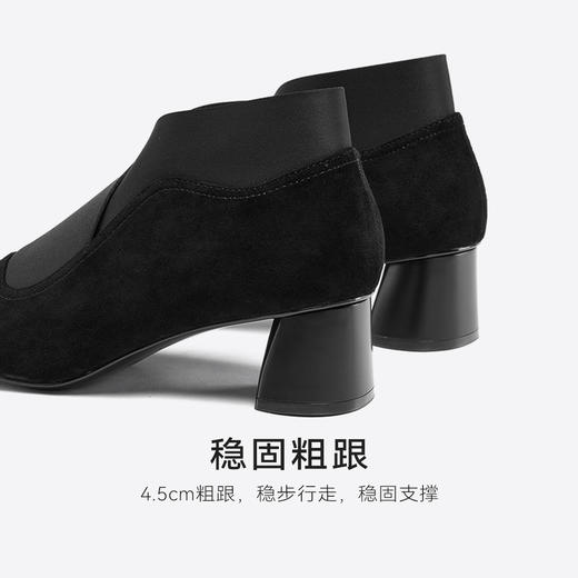 星期六简约素面弹力中粗跟踝靴SSC4116223 商品图7