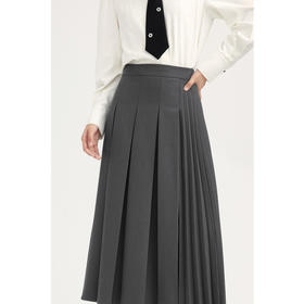 【商场同款】诗凡黎灰色学院风百褶半身裙2024夏新款女3F4140742