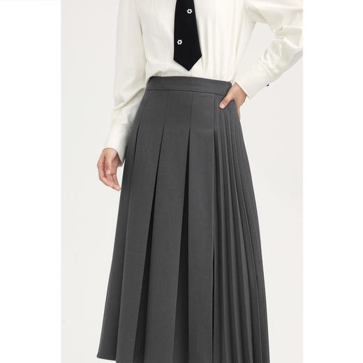 【商场同款】诗凡黎灰色学院风百褶半身裙2024夏新款女3F4140742 商品图0