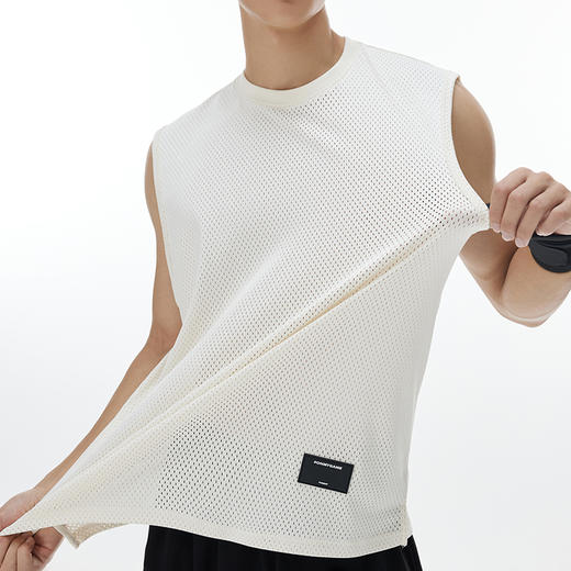 OMG潮牌 印花宽松网孔休闲运动背心男士健身衣服吸汗透气无袖t恤A-FMBX2355
 商品图1