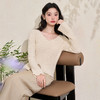 气质优雅长袖针织衫女早春深V开叉修身轻薄软糯毛衣上衣V3442249 商品缩略图4