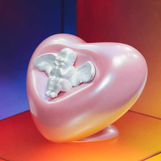 稀奇艺术 比比心 珠光粉 桌面治愈系摆件爱心造型雕塑生日七夕礼物 商品图2