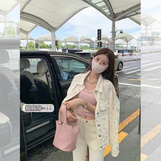 <曾小咸推荐>【甜美氛围】白色小熊印花牛仔外套 商品图2