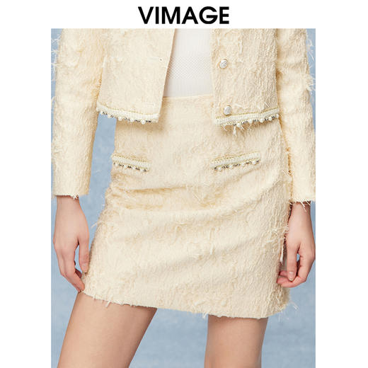 VIMAGE纬漫纪经典复古小香风显瘦包臀短裙半身裙秋季新款V2206805 商品图1