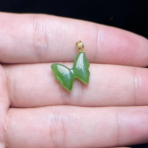18K碧玉蝴蝶吊坠 商品图0