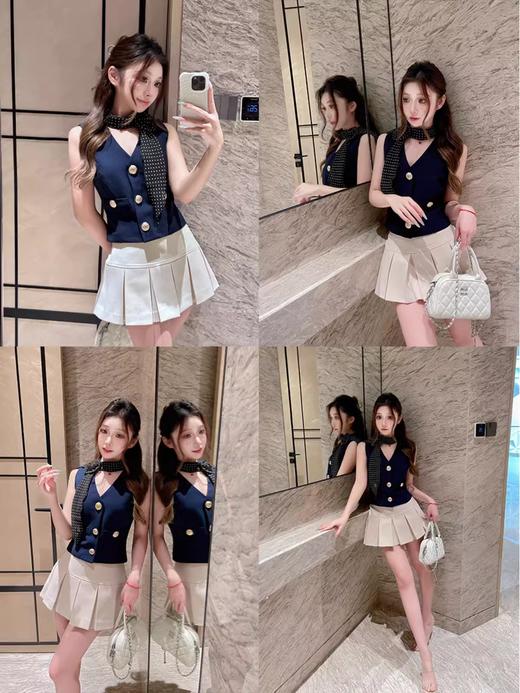 清仓捡漏 LINCHAOZHANG私服定制【金狮扣】LD240221修身上衣LD240222 百褶裙P2024016F波点飘带套装 商品图2