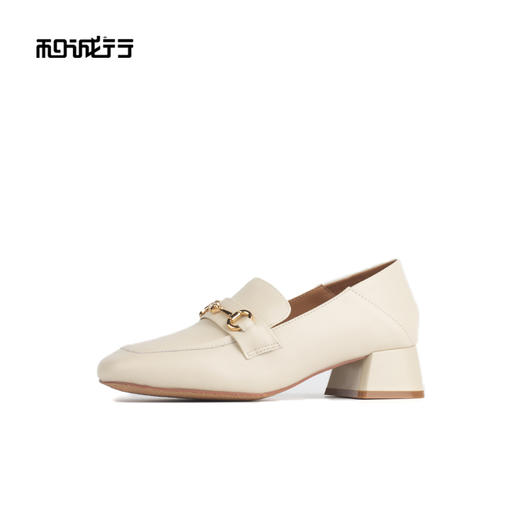 和诚行 2024秋冬新款时尚简约乐福鞋女鞋舒适真皮中跟单鞋2020010 商品图1