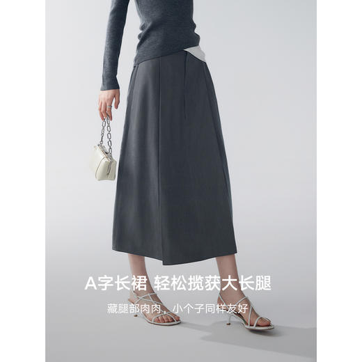 初棉353617005-天丝羊毛百褶显瘦长裙 商品图3