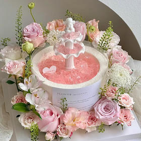 许愿池下的鲜花（需自提；翻糖提前2天预订）6英寸水果夹心 鲜花随机