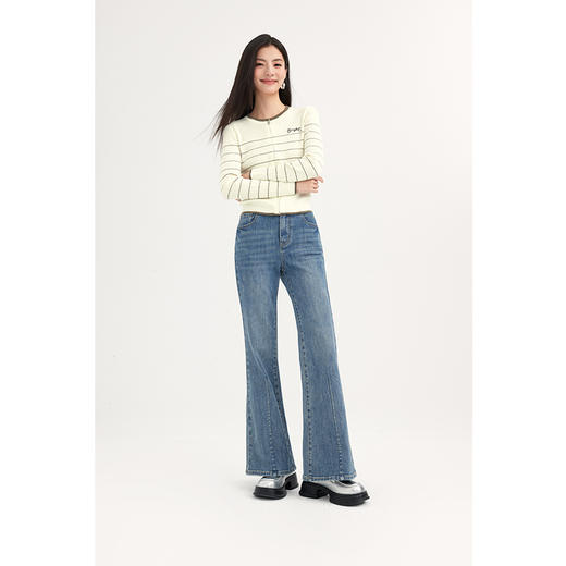 【特惠不退货】诗凡黎条纹针织开衫2024春新款气质上衣女3F2130201 商品图1