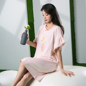下架 芬腾睡裙女士夏季薄款可爱短袖睡衣女款公主风宽松休闲家居服中裙