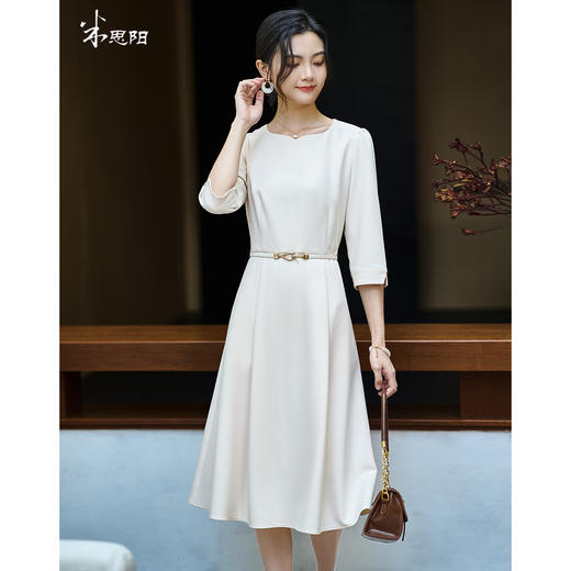米思阳2025秋季新款收腰显瘦法式复古连衣裙高级感纯色裙子女2938 商品图0