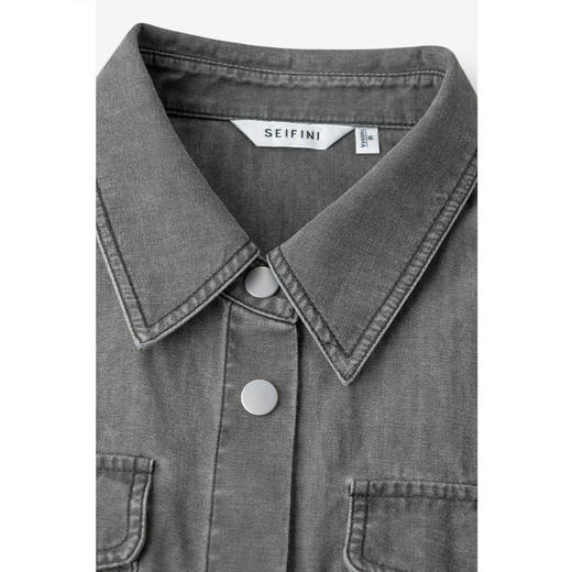 【商场同款】诗凡黎灰色翻领牛仔短外套2024夏新款上衣3F4111101 商品图1