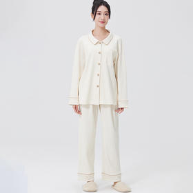素道敦煌有机彩棉 新款女家居服套装 纯棉长袖 女士暖睡衣
