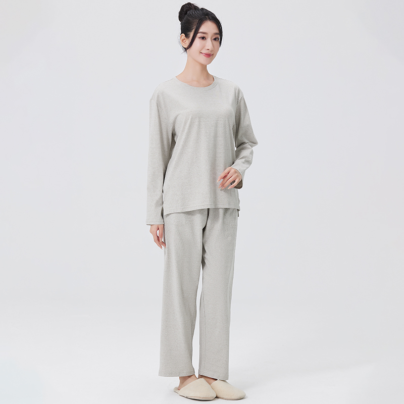 素道有机彩棉 纯棉男女长袖家居服 薄款情侣睡衣 100%棉套装