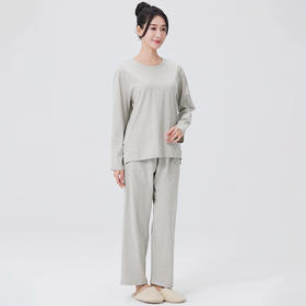 素道有机彩棉 纯棉男女长袖家居服 薄款情侣睡衣 100%棉套装