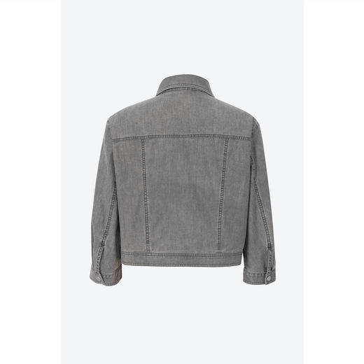 【商场同款】诗凡黎灰色翻领牛仔短外套2024夏新款上衣3F4111101 商品图0