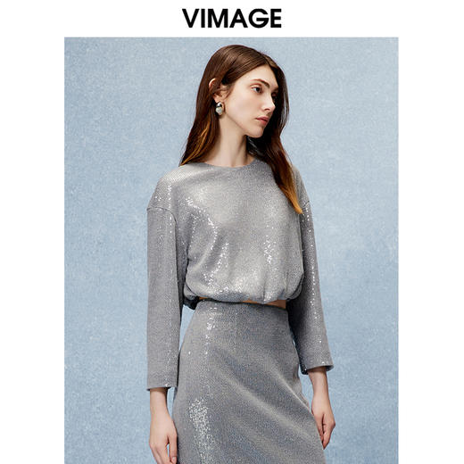 VIMAGE纬漫纪时尚宽松短款显瘦上衣秋季新款V2213819 商品图2