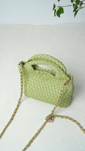 西子/【抹茶奶绿】编织手工合金小链条水桶包斜跨包手提包/BBBY001