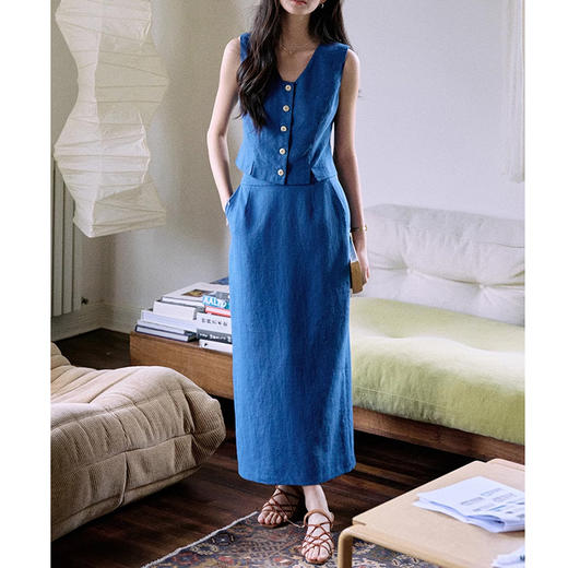 裁缝学苑AS307 V领无袖背心纸样马甲半身裙套装直筒开叉裙子打版裁样板 商品图1