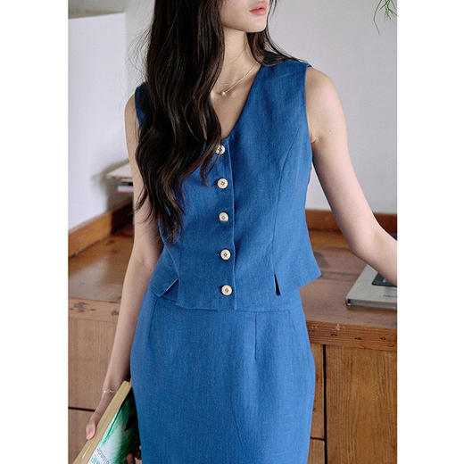 裁缝学苑AS307 V领无袖背心纸样马甲半身裙套装直筒开叉裙子打版裁样板 商品图5