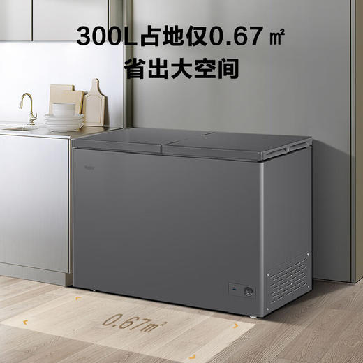 海尔300升双箱双温商用家用冰柜 大冷冻小冷藏卧式冰柜家用小型冰箱冷柜FCD-300LHSPTD 商品图2