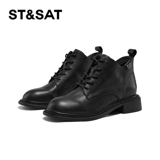 星期六百搭简约蝴蝶扣饰系带短靴SSC4116082 商品图3