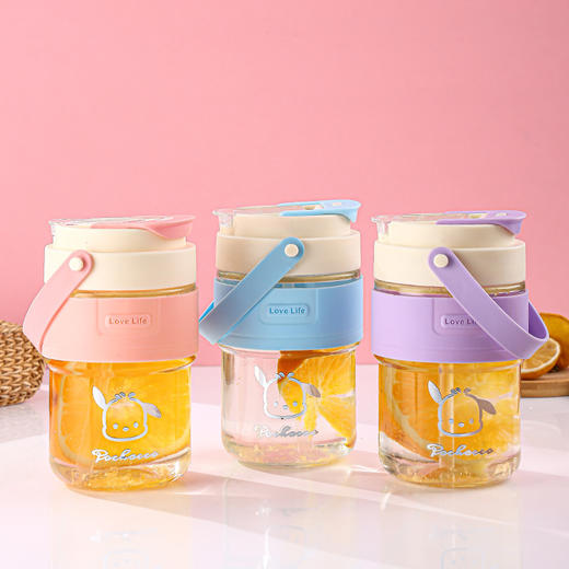 「19.9元包邮！送3D贴」高颜值水杯儿童卡通玻璃杯简约便携随手杯女生网红帕恰狗吸管杯餐饮用具 商品图1