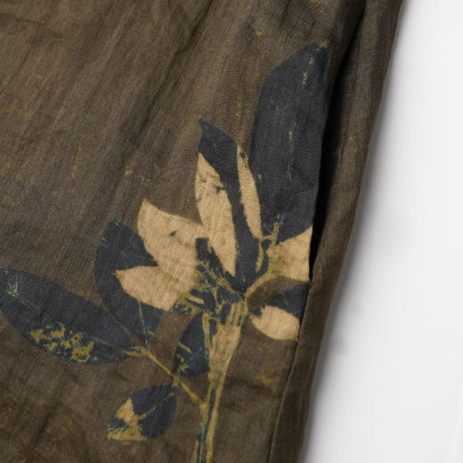 ROMI STUDIO“古雅气息”100%苎麻枝叶印花宽松吊带连衣裙 421L3085 商品图1