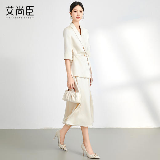 艾尚臣气质职业两件套秋季五分袖高级感西装套装裙教师主持人正装 商品图8