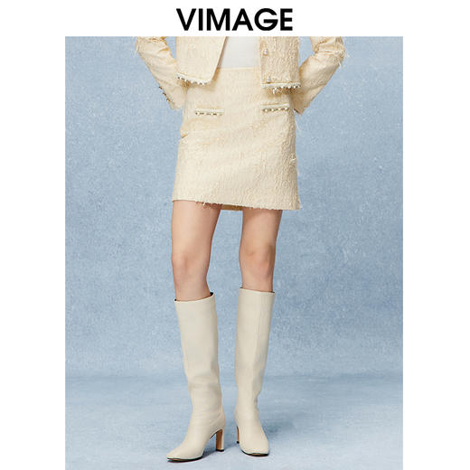 VIMAGE纬漫纪经典复古小香风显瘦包臀短裙半身裙秋季新款V2206805 商品图3