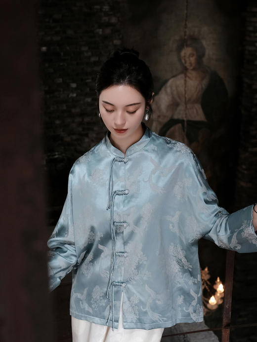 盛唐婧 |真丝火凤凰蓝外套 商品图1