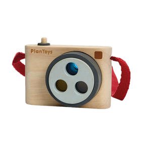 泰国Plantoys 儿童照相机三色玩具宝宝木制可旋转镜头场景摆件礼物 3岁+