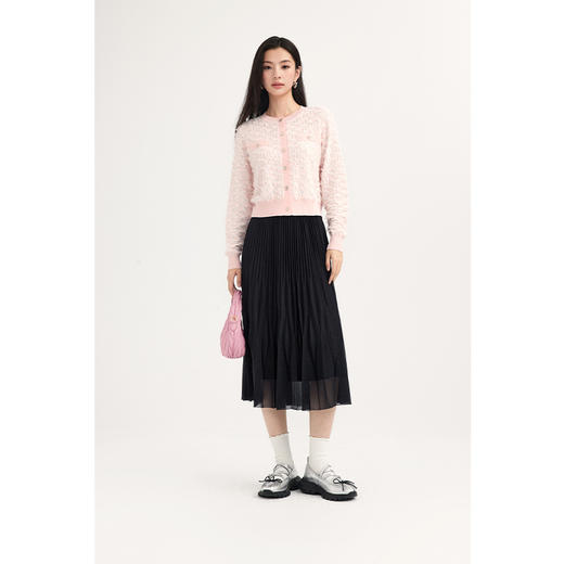 【特惠不退货】诗凡黎粉色小香风针织开衫2024春新款上衣3F2230241 商品图1