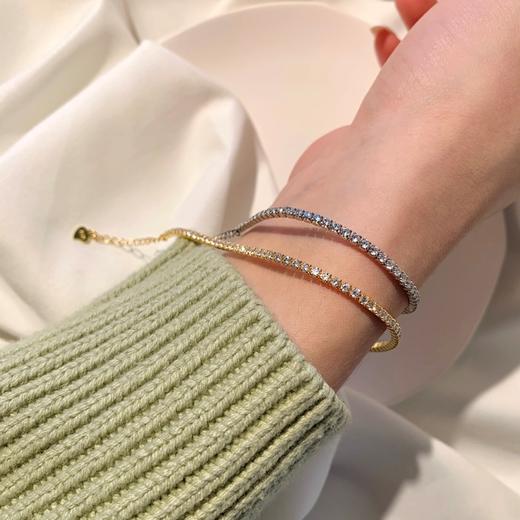 s925纯银百搭小众白色圆锆手链 商品图9