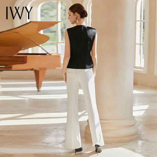 IWY/黑色无袖西装马甲白色微喇裤气质时尚两件套高级感职业套装M1997+P1997 商品图3