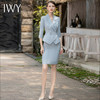 IWY/秋款蓝色七分袖西装不规则半裙售楼部销售收腰显瘦职业套装裙CS1854 商品缩略图0